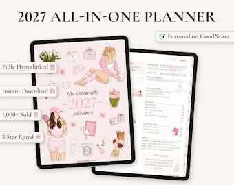 2027 Hyperlinked All-in-One Digital Planner for GoodNotes and iPad