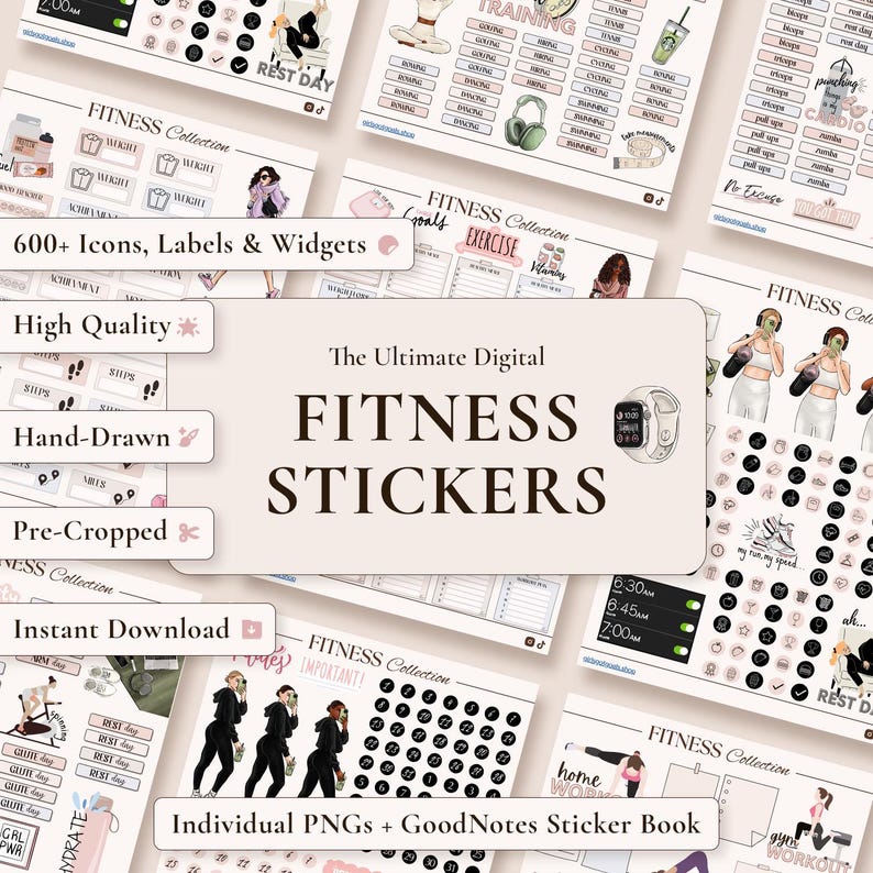 Digital Fitness Stickers: Workout Planner, Health & Wellness (goodnotes ...