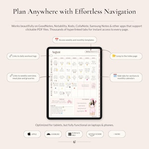 Digital Fitness Planner: Workouts, Meals, Weight Loss Journal & Habit ...