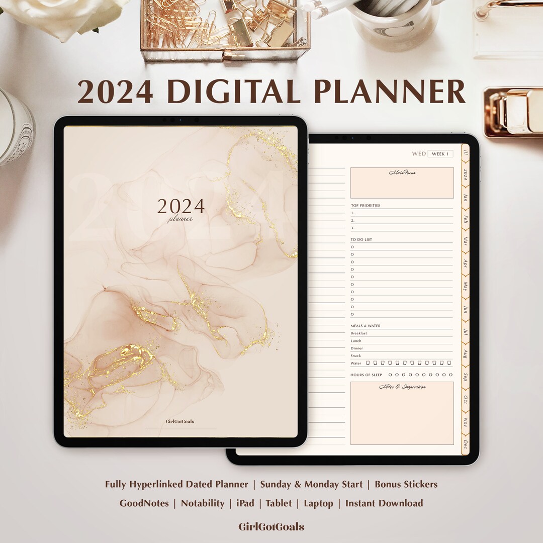 2024 Digital Planner, Goodnotes Planner, Daily Planner, Weekly Planner ...
