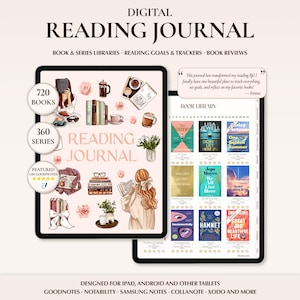 Digital Reading Journal, Book Log, Review Tracker & Bookshelf for iPad, Android, Kindle Scribe, Surface Pro, GoodNotes, Notability and More