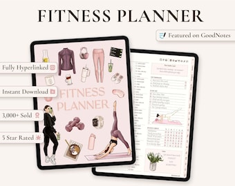 Digitaler Fitness Planner: Workouts, Mahlzeiten, Abnehmjournal & Habit Tracker für Goodnotes und iPad
