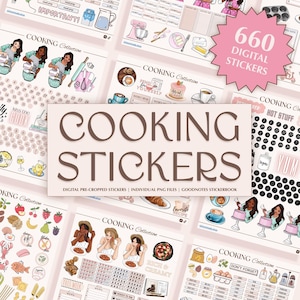 Digital Recipe & Cooking Stickers | Meal Planner Stickers | Aesthetic Food Prep Digital Stickers for iPad | GoodNotes Stickers