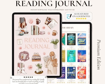 Digital Reading Journal, Book Log, Review Tracker & Bookshelf for iPad, Android, Kindle Scribe, Surface Pro, GoodNotes, Notability and More