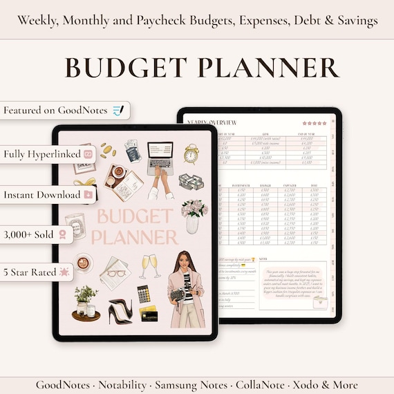 Digital Budget Planner: Expense & Income Tracker, Weekly, Monthly and Paycheck  Budgets for iPad, GoodNotes