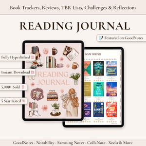 Digital Reading Journal, Book Log, Review Tracker & Bookshelf for GoodNotes, iPad, Android, Kindle Scribe