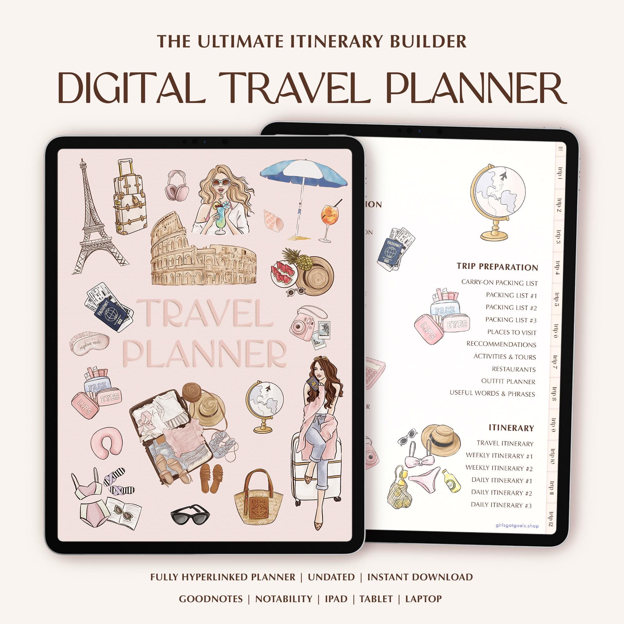 Digital Travel Planner | Vacation Itinerary, Packing Lists, Budget Tracker & Travel Journal, Travel Memories, GoodNotes Planner