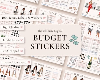 Digital Budget Planner Stickers: Finance & Expense Tracker Icons, Labels, Widgets (GoodNotes StickerBook + Individual PNGs)