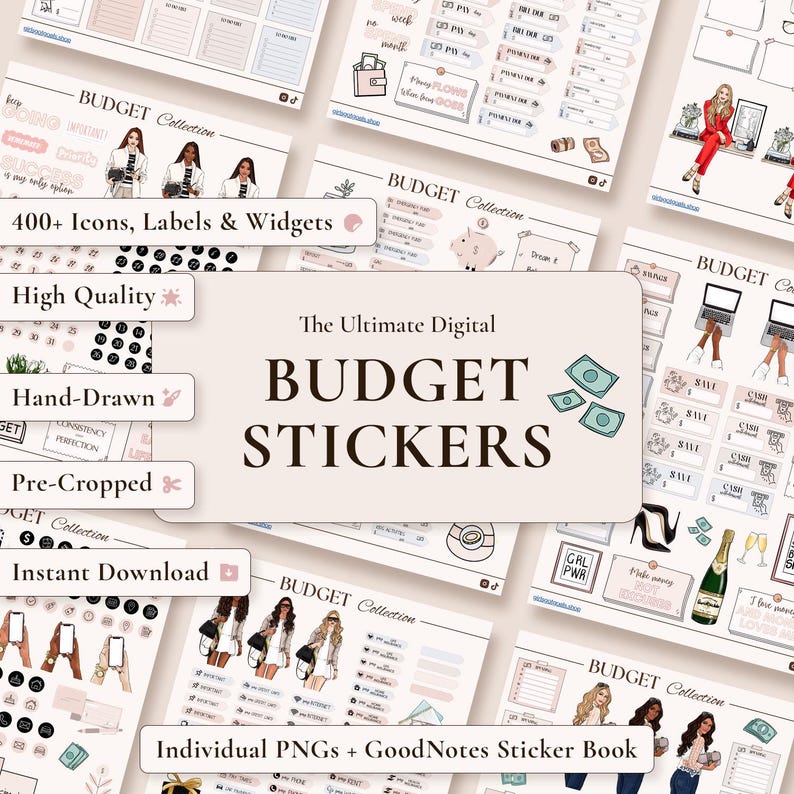 Digital Budget Planner Stickers: Finance & Expense Tracker Icons ...