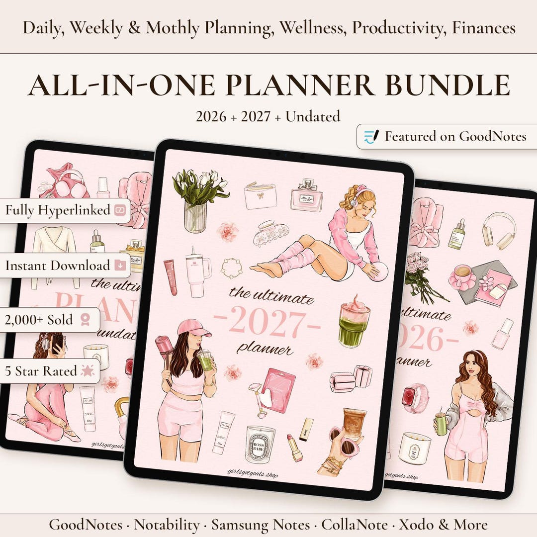 2026 + 2027 + Undated Digital Planner Bundle: Daily, Weekly, Monthly ...