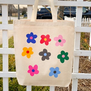 Gebloemde Tote Bag - Floral Tote Bag - Herbruikbare Tote Bag - Herbruikbare boodschappentas - Wasbare Tote - Herfstaccessoires - Kleurrijke bloemen