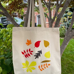 Fall Leaves Tote Bag - Autumn Leaves Tote Bag - Halloween Tote Bag - Reusable Fall Tote Bag - Reusable Grocery Bag - Trick or Treat Tote Bag