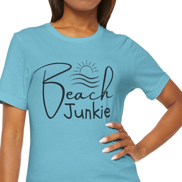 Beach Junkie Unisex T-Shirt, Sun Rays, Boat Waves, Summer Fun, Boating, Sunshine, Love the Lake, Love the Beach, Great Gift for all