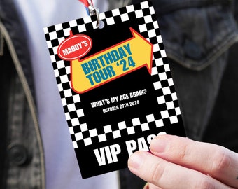 Warped Tour Inspired Birthday Party VIP Pass Lanyard Design - Editable Canva Template