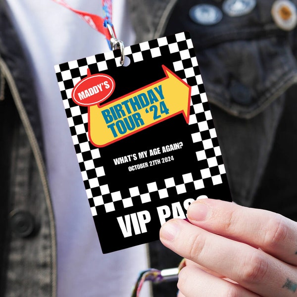 Warped Tour Inspired Birthday Party VIP Pass Lanyard Design - Editable Canva Template