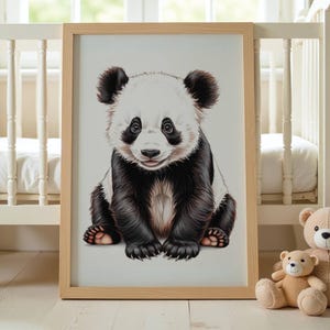 Panda Cub Nursery Decor Cute Baby Panda Print for Kids Room Adorable Animal Artwork Children&#39;s Room Decoration