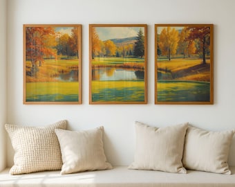 Golf Course Landscape Print Set | Serene Sports Art (Digital Download)