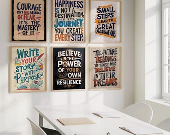 Motiverande citat Väggkonsttryck: Inspirerande typografi (digital nedladdning)