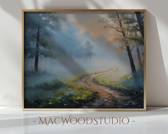 Misty Forest Landscape Print: Rustic Woodland Wall Art (Digital Download)