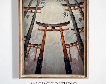 Japanese Torii Gate Wall Art, Zen Ink Painting (Digital Download)