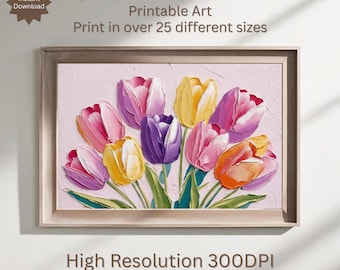 Abstract Tulip Painting: Vibrant Pastel Floral Art (Digital Download)