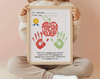 Teacher Appreciation Gift, Handprint DIY Keepsake, Personalized End of Year Gift from Students