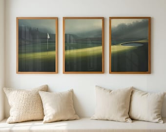 Golf Course Print Set of 3, Green Landscape Wall Art (Digital Download)