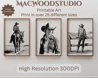 Vintage Cowgirl Art Print: Southwestern Ranch Decor (Digital Download)
