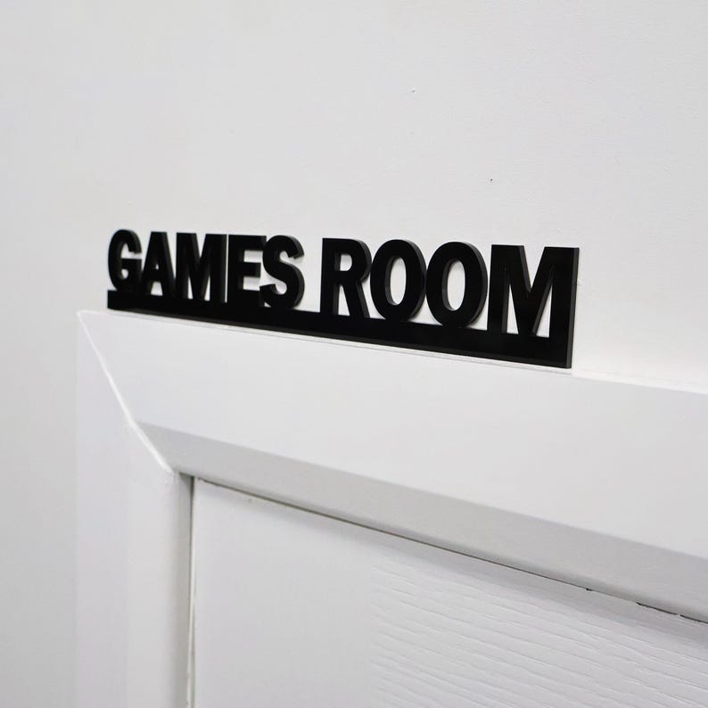 GAMES ROOM Door Topper – Home Bar & Entertainment Room Sign | Black ...