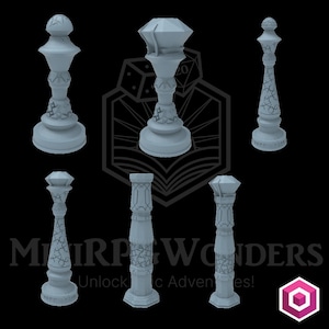 Oasis verzierte Säulen von 3DHexes | D&D Modulares Gelände | Streuterrain | Wargaming Gelände | Ägypten Terrain | Wüsten-Gelände