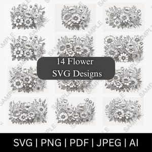 Wildflower Svg Bundle,Flower svg,Floral svg Bundle,Minimalist Flower Bouquet,Floral svg,Botanical svg,nature svg, flower sketch svg