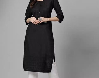 Exclusive Hand Embroidery Chikankari Work Viscose Rayon Kurti for Women and Girls, Chikankari Kurta, Kurti Kurta Set, Free Shipping