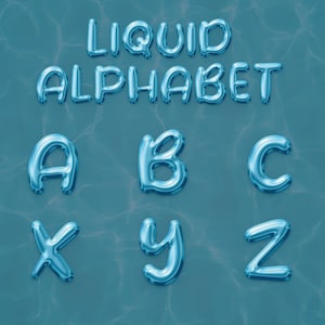 Liquid Bubble Alphabet: Font Letters, Numerals, Symbols (PNG)