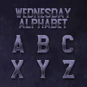 Gothic Wednesday Alphabet: Custom Letters, Numbers, Symbols (PNG)