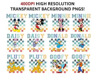 Mickey Mouse Characters PNG Bundle, Ready to Press 400DPI High Resolution DIGITAL FILES