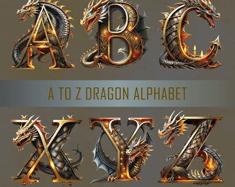 dragon　Letter Dragon Alphabet Clipart: 26 Letter Set (digital Download) - Etsy