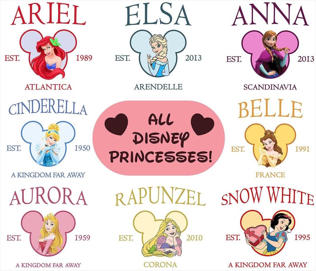 All Disney Princesses Est Bundle, 350DPI High Resolution Disney ...