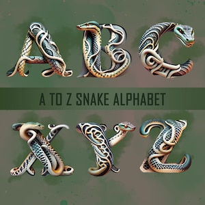 Snake Textured Alphabet, 26 Different Letters Made Of Snake , Snake Alphabet ClipArt