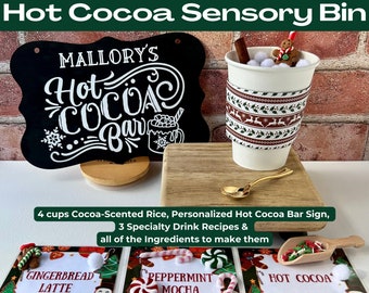 Personalized Hot Cocoa Sensory Bin: Montessori Winter Activity