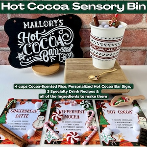 Cocoa Sensory Bin Activity Gift, Personalized Hot Chocolate Play Table for Toddler, Montessori Sensorial Kit, Christmas Winter Education Toy