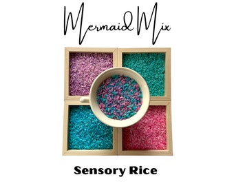 Mermaid Sensory Rice: Montessori Toddler Play, Calming ASMR