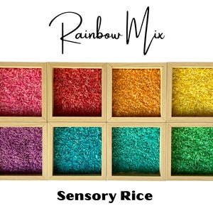 Rainbow Rice Sensory Filler Colored for Toddler Play Table Bin, Montessori Sensorial Activity Gift, Education Toy for Open Ended Play