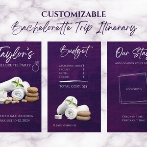 Spa Weekend Bachelorette Trip Itinerary | Editable Template