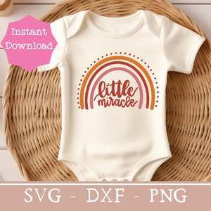 Boho rainbow baby onesie svg rainbow miracle baby png for sublimation rainbow baby announcement svg little miracle baby shower gift idea svg