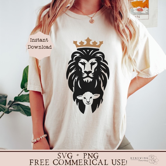 lion and lamb svg Christian sublimation design faith shirt png revelation shirt design men Christian shirt lion crown svg king Jesus png