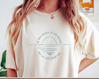 Minimalist Christian shirt svg grace is an ocean png Christian sunset svg coastal sublimation design faith inspired png crowder lyrics svg