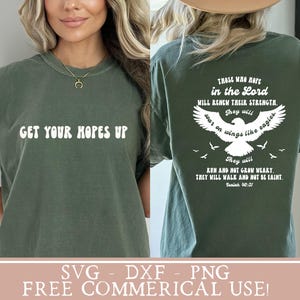 retro hoop shirt svg trendy christelijk shirt png voorkant achterkant sublimatie ontwerp wees hoopvol svg Jesaja 40:31 png wings like eagles svg