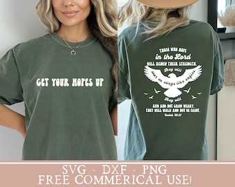retro hope shirt svg trendy Christian shirt png front back sublimation design get your hopes up svg Isaiah 40:31 png wings like eagles svg