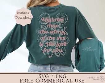 Trendy Coastal Christian svg Muschel Glaube Shirt png Back Shirt Sublimationsdesign mächtiger als die Wellen svg Christian Beach Shirt png