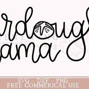 May include: Black and white design of the text "Sourdough Mama" with a stylized image of a sourdough bread loaf.